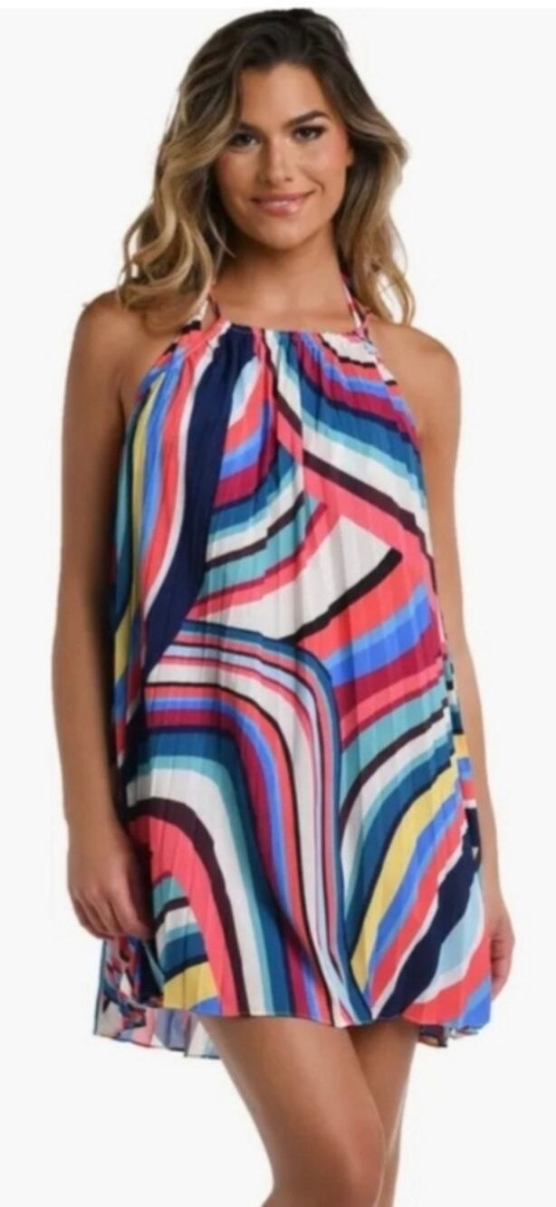 La Blanca Slice Of Paradise Pleated Trapeze Beach Dress Cover Up Swim XL NWT